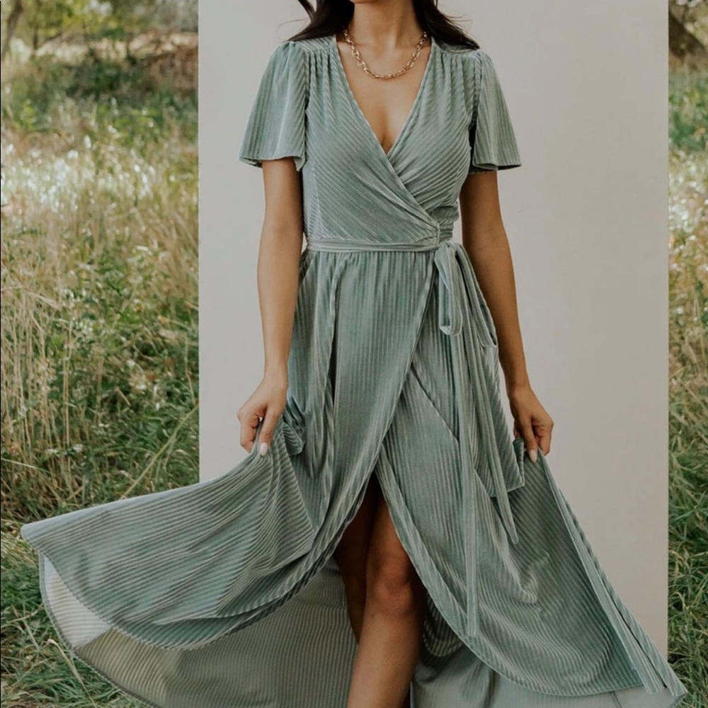 Size S - Baltic Born - textured velvet wrap dress